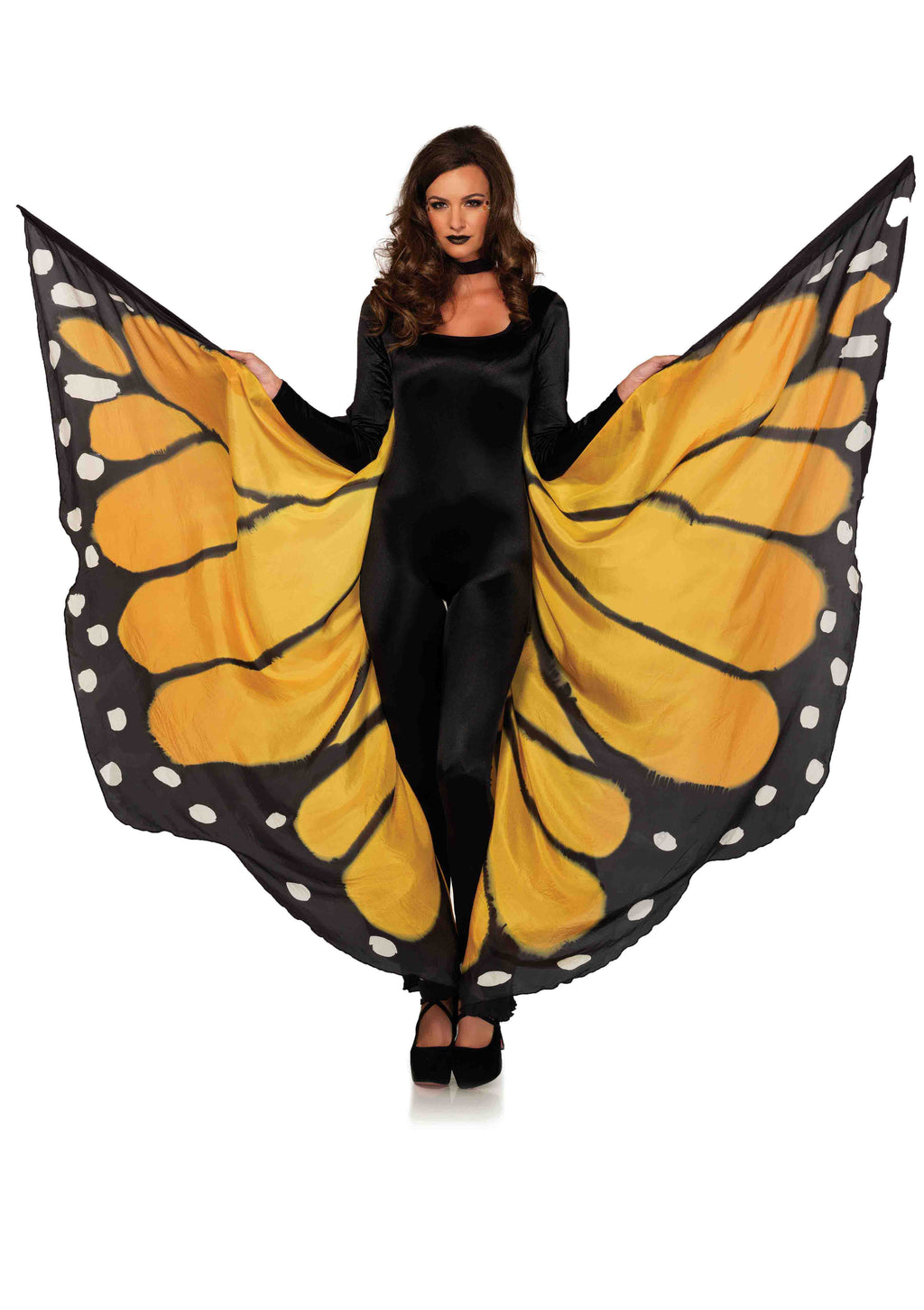  - Festival Butterfly Wing Halter Cape - Orange/  - One Size - Black - Adultys.com